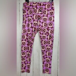 NWOT LuLaRoe Leggings Purple Brown Panda Bear w/ Sunglasses OS One Size (2-10)